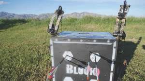 Bows and Target with mountains