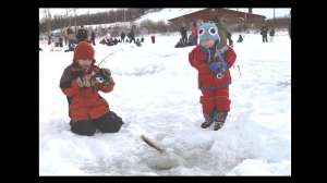 Kids ice fishing