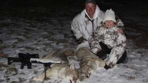Mark and Katelyn Kayser with Wyoming coyotes 181003 160009