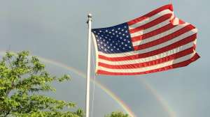 US Flag and rainbow
