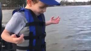 Young angler catches four bass on one cast