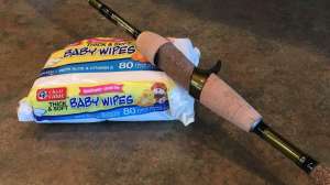 Baby wipes fishing rod