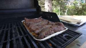 Black bear meat on grill