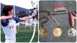 Collage Olympic Medalist in Archery takes aim