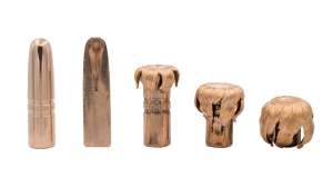 Mushroomed bullets lined up